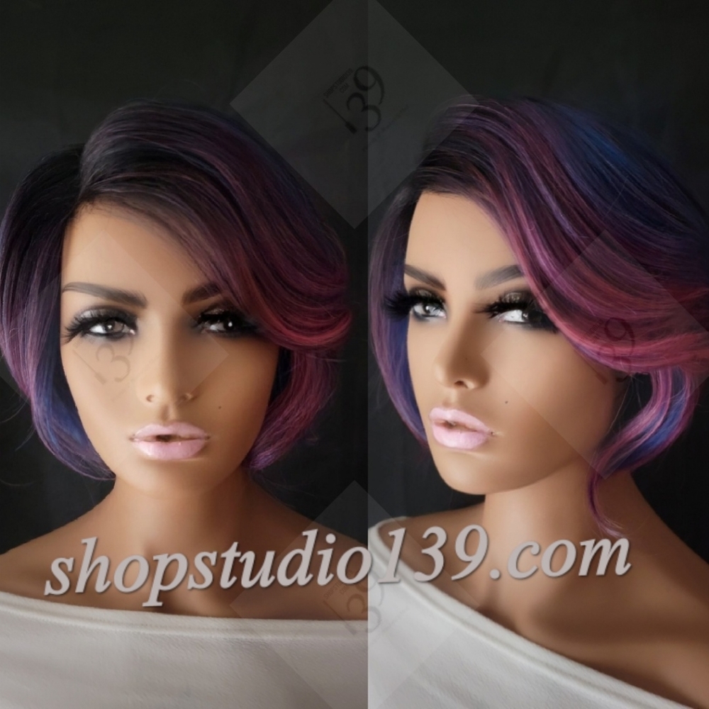Human hair bob wig with bangs